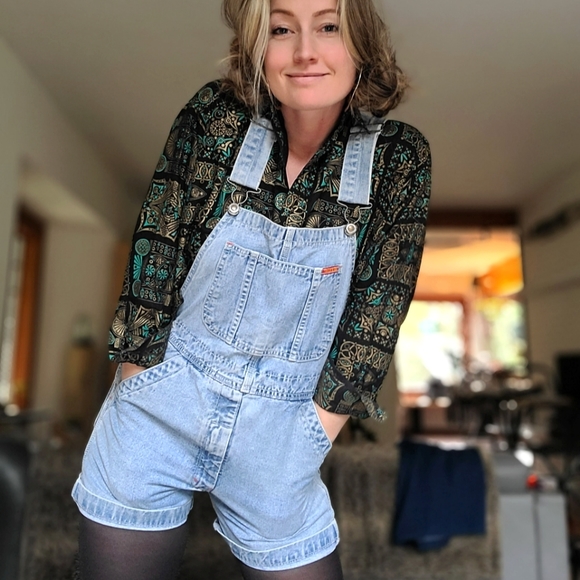 Blue Denim Short Overalls 